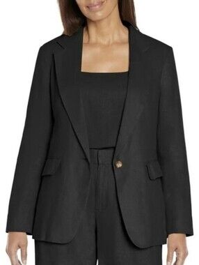 Express Womens Plus Size Black Linen Blend Preppy Blazer Sz XXL  NWT Office